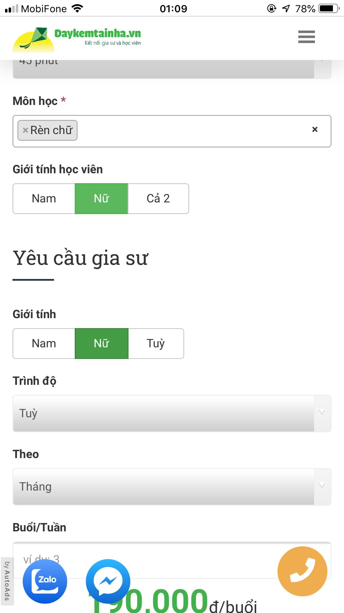Học phí 5 rèn chữ
